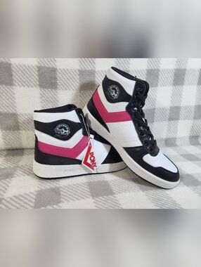 (Women's Size 8.5) PONY City Wings Hi-Top Retro Basketball Sneakers – Black/Whit